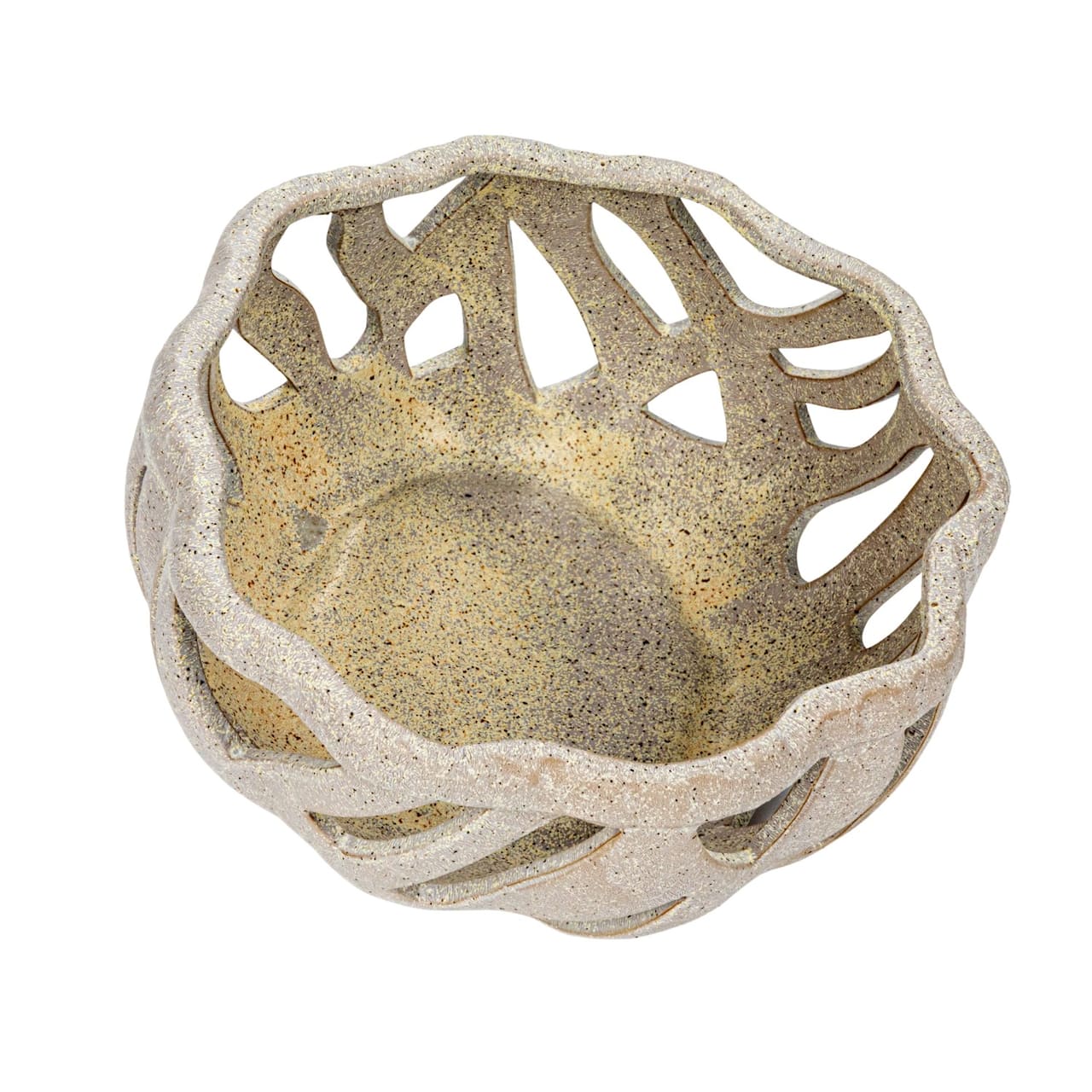 Hello Honey® 9.5" Cream Speckled Reactive Glaze Stoneware Bread Basket